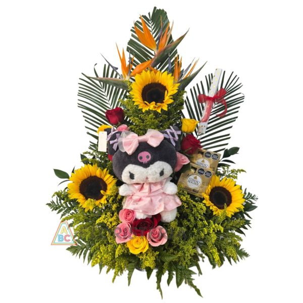Luz Floral Con Peluche y Ferrero x 8